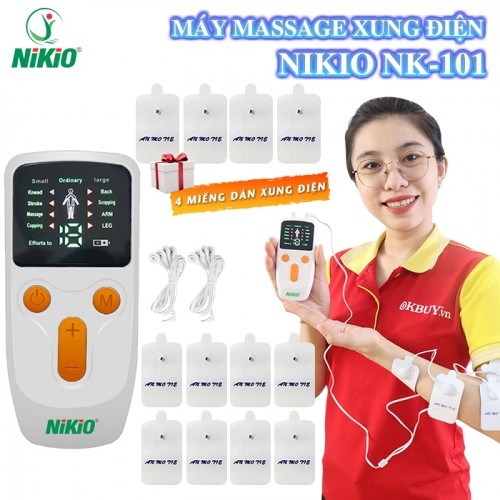 Máy massage xung điện pin sạc 8 miếng dán Nikio NK-101, giảm đau nhức mỏi toàn thân