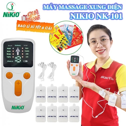 Máy Massage Xung Điện Nikio NK-101 Có Pin Sạc 8 Miếng Dán Giảm Đau Nhức Mỏi Toàn Thân