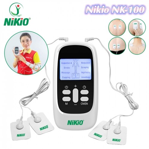 Máy massage xung điện Nikio NK-100 Có 4 miếng dán và pin sạc