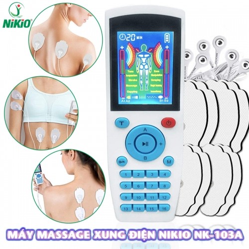 Máy massage xung điện Nikio NK-103A - 4 kênh, 8 miếng dán, 16 chế độ, 20 cường độ tùy chỉnh