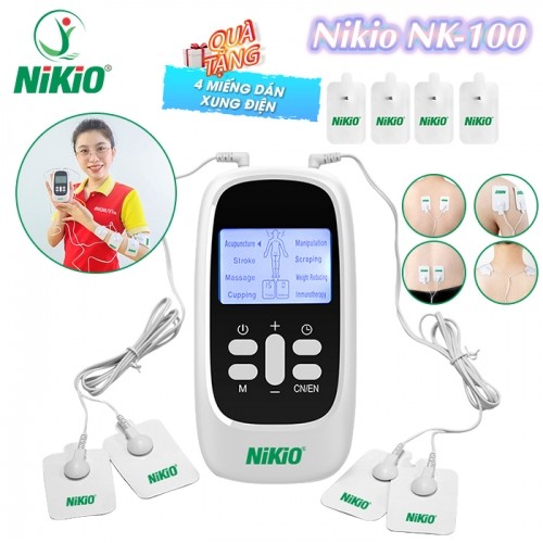 Máy massage xung điện Nikio NK-100 Có 4 miếng dán và pin sạc