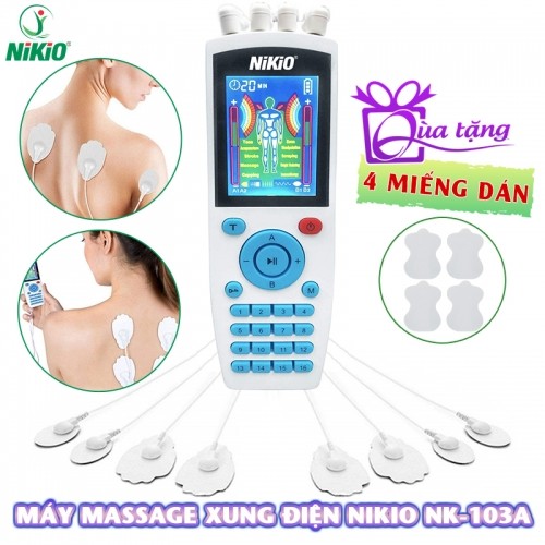 Máy massage xung điện Nikio NK-103A - 4 kênh, 8 miếng dán, 16 chế độ, 20 cường độ tùy chỉnh