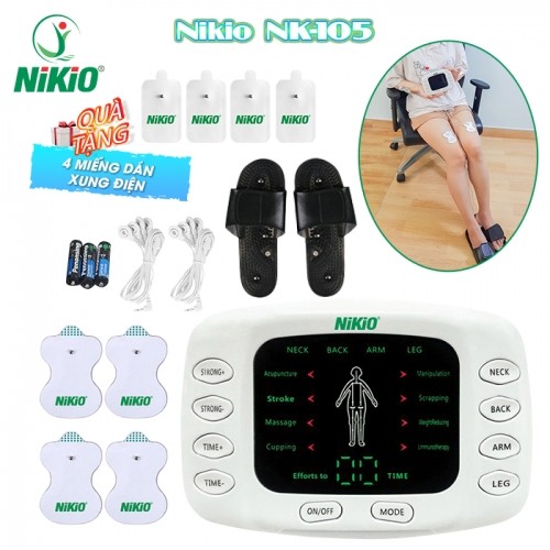 Máy massage xung điện Nikio NK-105 Có Miếng Dán Và Dép Trị Liệu Bàn Chân