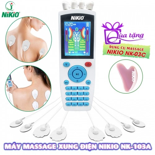 Máy massage xung điện Nikio NK-103A - 4 kênh, 8 miếng dán, 16 chế độ, 20 cường độ tùy chỉnh