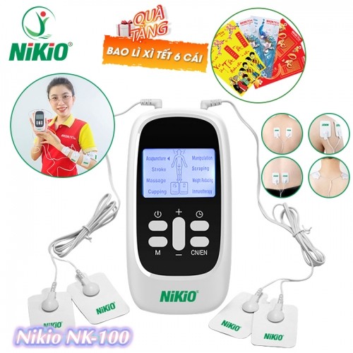 Máy massage xung điện Nikio NK-100 Có 4 miếng dán và pin sạc