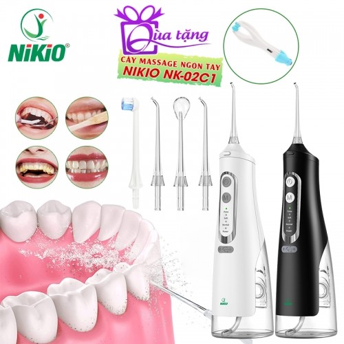 Máy tăm nước cầm tay pin sạc Nikio NK-M209 - Có 4 vòi phun, 4 cường độ phun hỗ trợ làm sạch nhanh