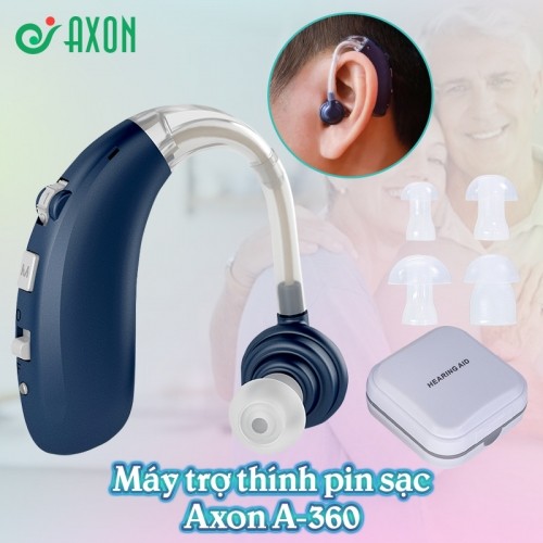 Máy trợ thính không dây pin sạc Axon A-360 - Kết nối Bluetooth, kèm hộp đựng máy