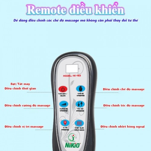 Nệm massage toàn thân remote điều khiển Nikio NK-153