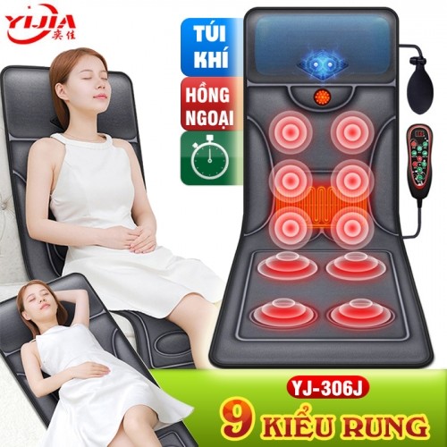 Nệm massage rung toàn thân và nhiệt nóng YIJIA YJ-306J - 9 kiểu rung, xung điện cổ