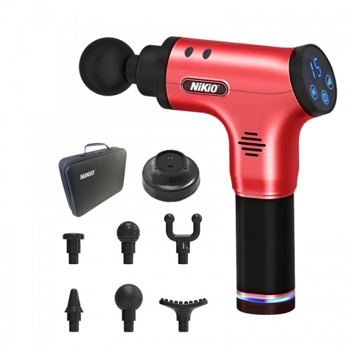 Súng massage cầm tay Nikio NK-171 đỏ - 6 đầu, 5 chế độ cao cấp