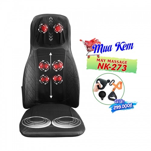 Ghế đệm massage lưng cổ vai gáy hồng ngoại Nikio NK-180 - Dùng được trên ô tô