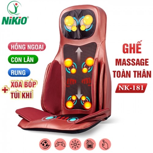 Ghế đệm massage ô tô nhiệt hồng ngoại cao cấp Nikio NK-181