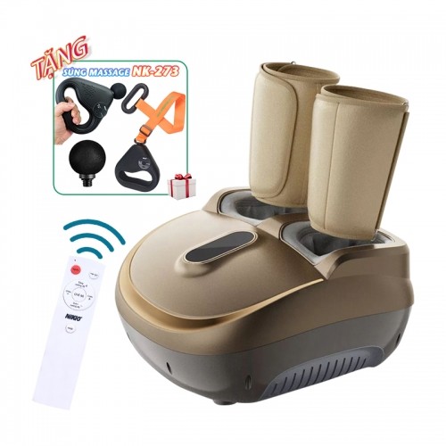 Máy massage chân nén ép áp suất khí trị liệu suy giãn tĩnh mạch Nikio NK-187 - 2in1, có remote - Màu vàng