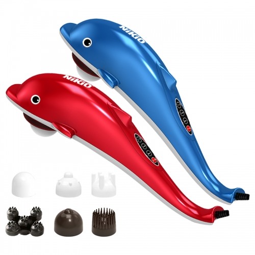 Máy mát xa cầm tay cá heo Nikio NK-608B - Điện tử, màu xanh, 6 đầu