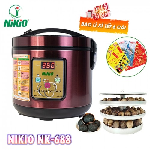 Nồi làm tỏi đen Nikio NK-688 - Đỏ tím, làm 1.5kg tỏi, tỏi đen ngon ngọt dẻo