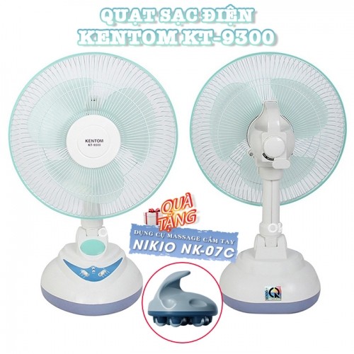 Quạt sạc điện Kentom KT-9300 loại đứng để bàn - Cánh quạt 12 inch