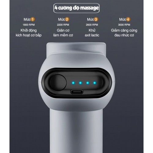 Súng massage cầm tay 4 cường độ massage Booster Mini V2 8 đầu