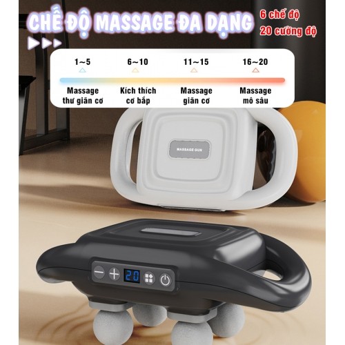 Súng massage cầm tay 4 đầu chế độ massage đa dạng Nikio NK-272