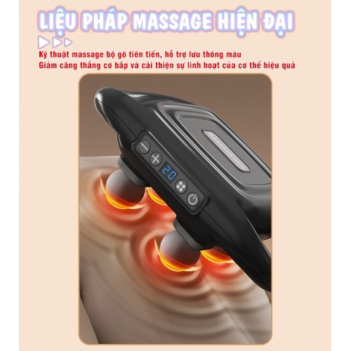 Súng massage cầm tay 4 đầu massage hiện đại Nikio NK-272
