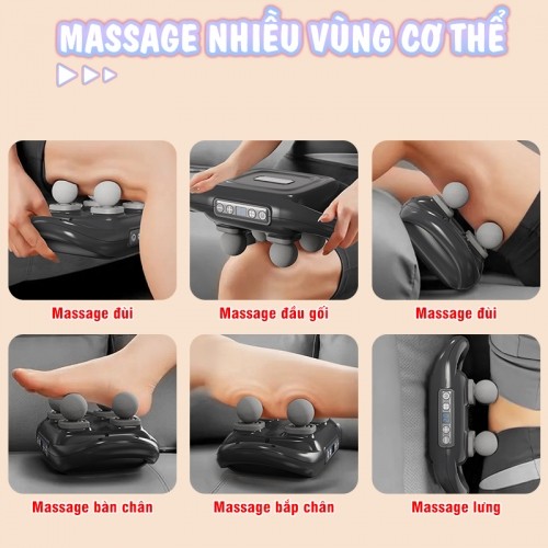 Súng massage cầm tay 4 đầu massage nhiều vị trí Nikio NK-272