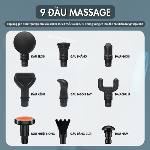 Súng massage cầm tay Booster M2-B 9 đầu massage