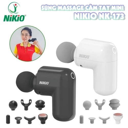 Máy đấm lưng cầm tay mini Nikio NK-173 50W - 7 đầu massage, có đầu nhiệt nóng