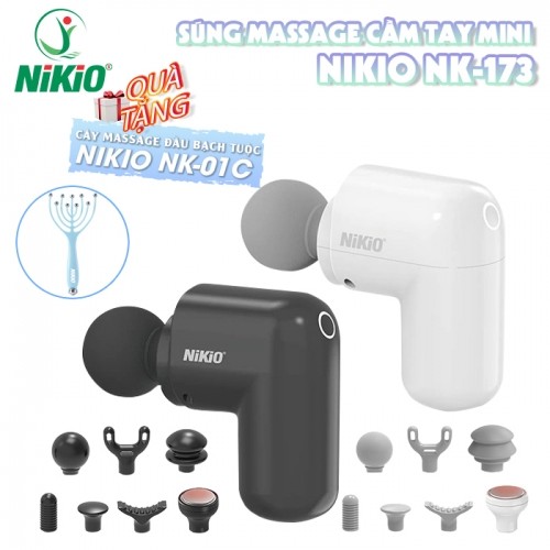 Máy đấm lưng cầm tay mini Nikio NK-173 50W - 7 đầu massage, có đầu nhiệt nóng