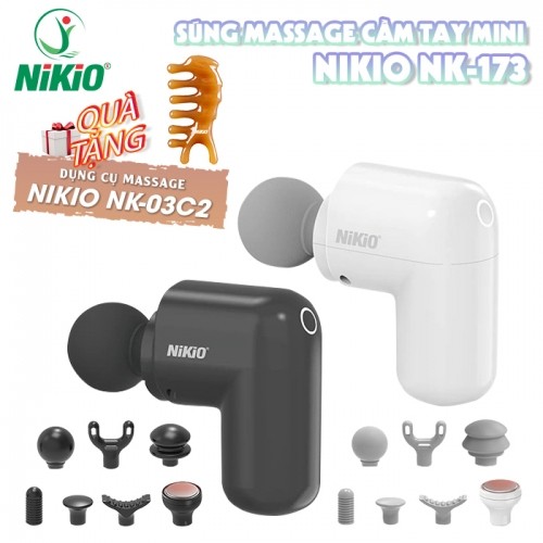 Máy đấm lưng mini Nikio NK-173 - 50W, 7 đầu massage, có đầu nhiệt nóng - Giảm đau nhức căng cơ toàn thân