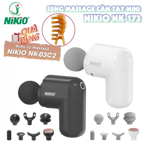 Máy đấm lưng cầm tay mini Nikio NK-173 50W - 7 đầu massage, có đầu nhiệt nóng