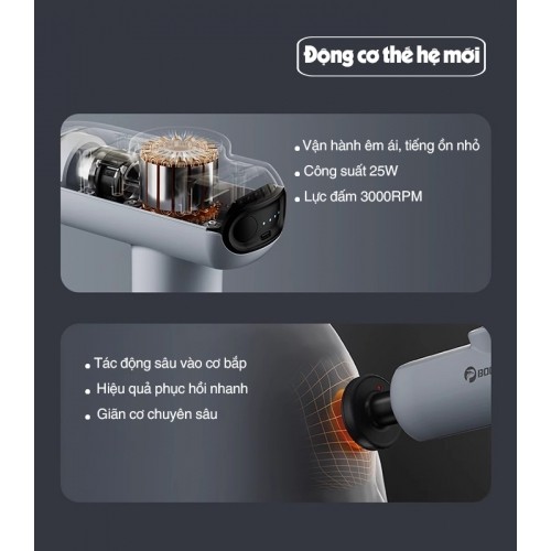 Súng massage cầm tay đông cợ không chổi than Booster Mini V2 8 đầu