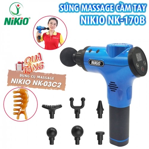 Súng mát xa cầm tay Nikio NK-170B xanh - Giảm đau nhức mỏi, căng cơ toàn thân