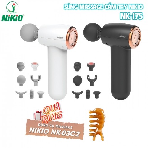 Súng massage Mini Nikio NK-175 - 7 đầu có đầu nóng giảm đau nhức và căng cơ toàn thân