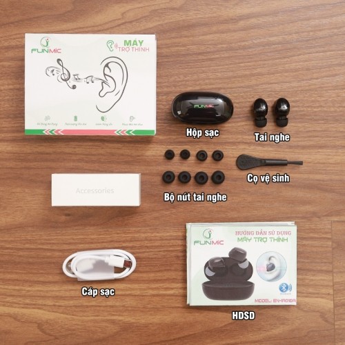 Tai nghe trợ thính FUNMIC EN-IA010A đen bộ phụ kiện