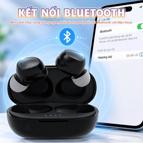 Tai nghe trợ thính FUNMIC EN-IA010A đen kết nối bluetooth