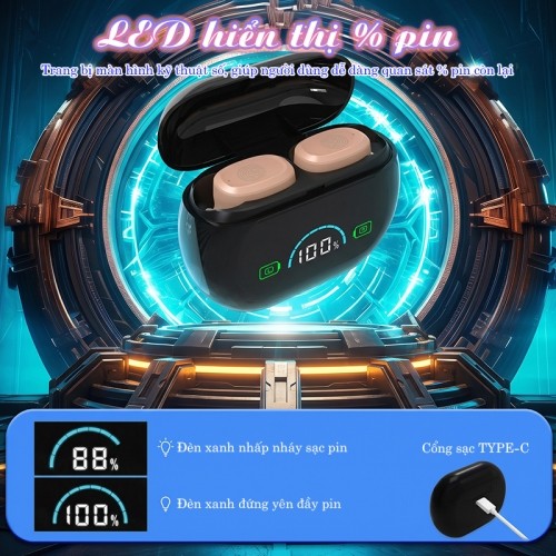 Tai nghe trợ thính không dây bộ LED hiển thị % pin FUNMIC EN-IA006A