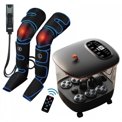 Combo 11 - Bộ sản phẩm hỗ trợ chăm sóc sức khỏe đôi chân - Máy nén ép trị liệu suy giãn tĩnh mạch chân Nikio NK-287 và Bồn ngâm chân Nikio NK-195 NEW