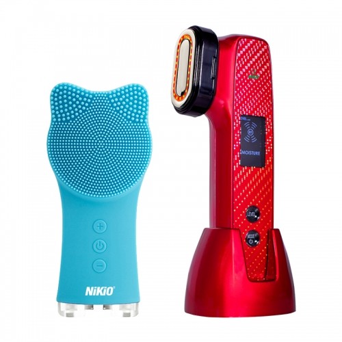 Combo 6 - Bộ sản phẩm hỗ trợ chăm sóc da mặt toàn diện - Máy rửa mặt Nikio NK-120 và máy điện di tinh chất Nikio NK-128