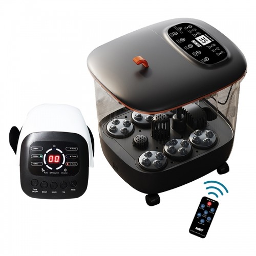 Combo 7 - Bộ sản phẩm hỗ trợ chăm sóc sức khỏe đôi chân - Máy massage đầu gối Nikio NK-186 và Bồn ngâm chân Nikio NK-195 NEW