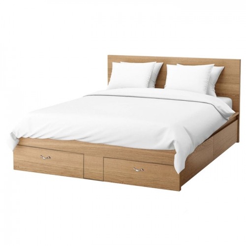 Giường đơn gỗ công nghiệp MDF 1m2 x 2m - Có 2 ngăn kéo ở cuối giường