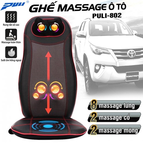 Ghế đệm massage ô tô toàn thân hồng ngoại Puli PL-802 - 48W