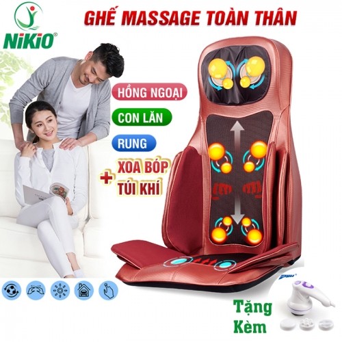 Ghế đệm massage ô tô nhiệt hồng ngoại cao cấp Nikio NK-181 - Giảm đau nhức lưng, mông, cổ vai gáy