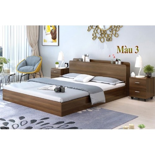 Giường ngủ gỗ có 2 hộc kéo và kệ đầu giường 1m6 x 2m