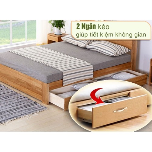 Giường ngủ có 2 ngăn kéo lớn 1m4x2m bằng gỗ công nghiệp