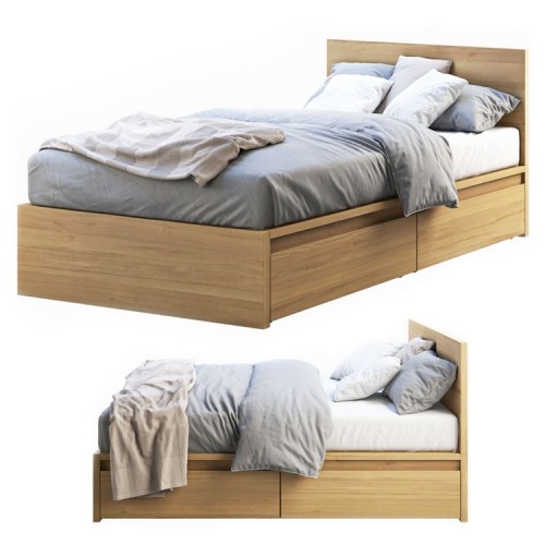 Giường ngủ gỗ công nghiệp MDF 1m4 x 2m - Có 2 ngăn kéo lớn 