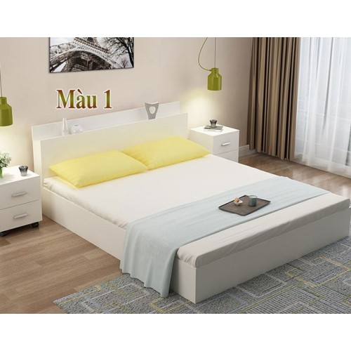 Giường ngủ gỗ công nghiệp MDF có kệ đầu giường 1m6 x 2m