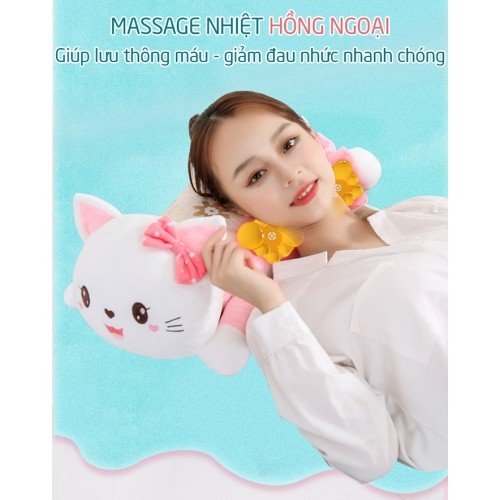 Gối massage hồng ngoại pin sạc hello kitty YJ-68-07