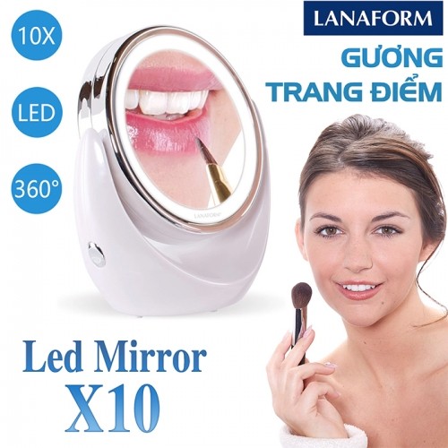 Gương trang điểm 2 mặt có đèn Mirror X10 Lanaform LA131004