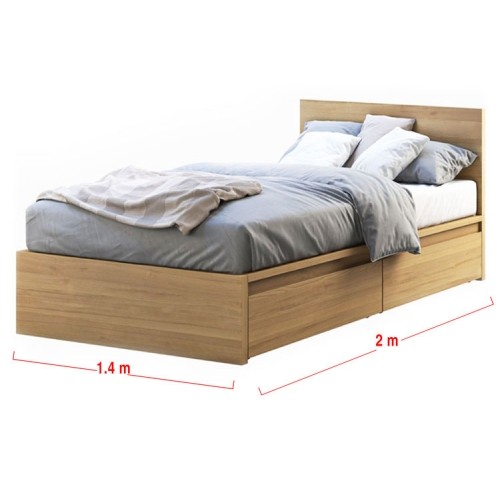 Giường ngủ gỗ công nghiệp MDF có 2 ngăn kéo lớn 1m4x2m_02