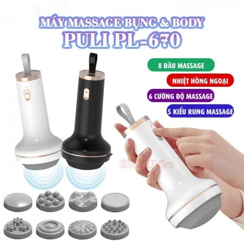 Máy đánh mỡ bụng cầm tay Puli PL-670 pin sạc - Còn giảm đau nhức, tăng tuần hoàn máu toàn thân