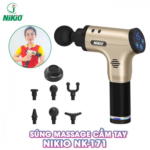 Súng massage cầm tay Nikio NK-171 vàng - Trị đau mỏi cơ hiệu quả